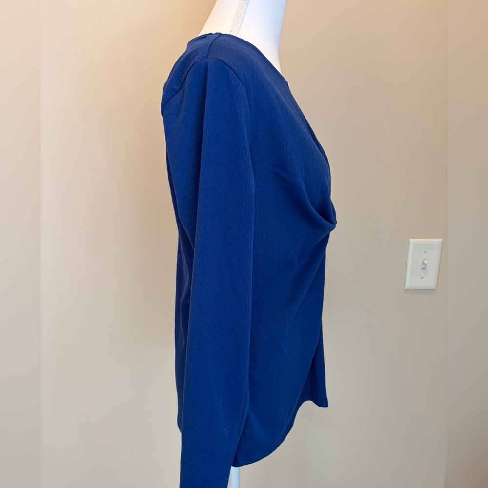 #214 Peace Love World Royal Blue Twist Long Sleeve Top. Like New - Picture 4 of 10